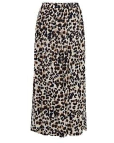 Ichi Marrakech Leopard Print Skirt Xs - Black
