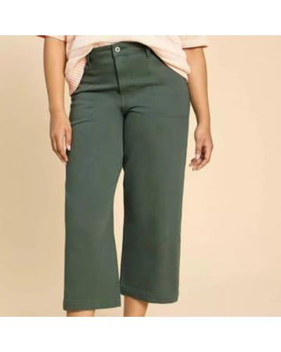 White Stuff Tia Wide Leg Cropped Jeans Mid Green Uk 10 / Us 6
