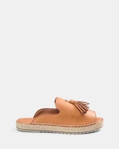 Anorak Sofie Schnoor Flat Espadrille Style Mules Shoes Sandals Leather Tassel - Marrone
