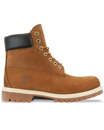 Timberland Premium wasserdichter 6-Zoll-Stiefel aus rostfarbenem Nubukleder - Braun