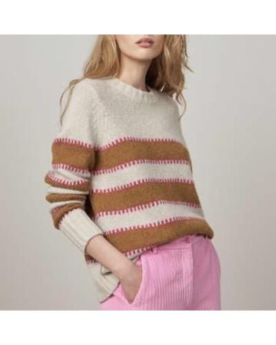 Hartford Light Striped Alpaca Wool Sweater - Brown