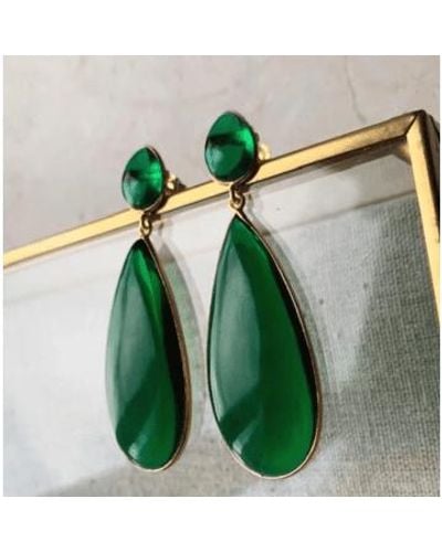 Shyla Nancy Earrings Plated / Champagne - Green