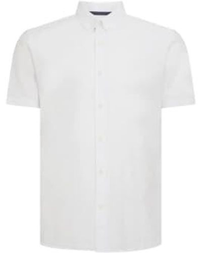 Remus Uomo Rome Linen Blend Short Sleeve Shirt 17 - White