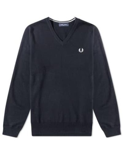 Fred Perry Classic V Neck Sweater S - Blue