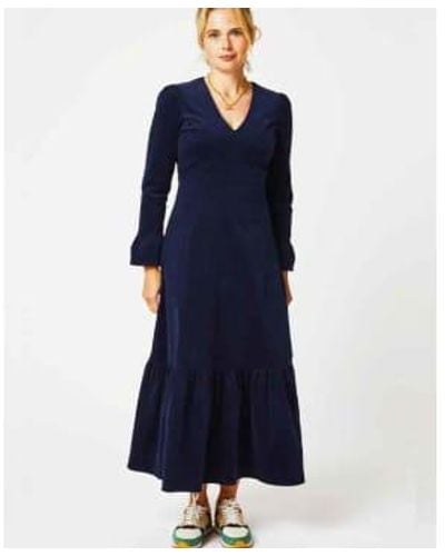 Aspiga Victoria V Neck Corduroy Dress Atlantic - Blu
