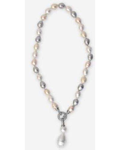 Soda Store Pearl Pendant Necklace Pastel Plated | - Metallic