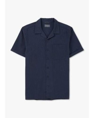 Oliver Sweeney Mens Ravenshead Seersucker Short Sleeve Shirt In Midnight - Blu