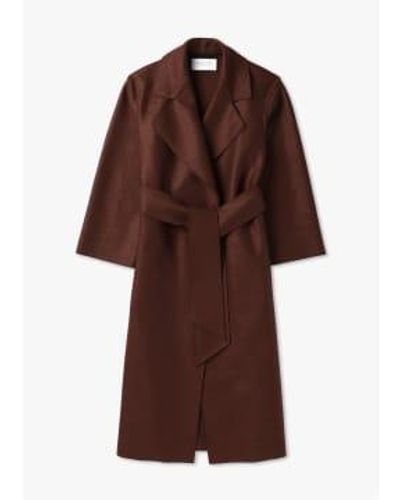 Harris Wharf London Damen-clutch-mantel aus gepresster wolle mit gürtel in cognac - Braun