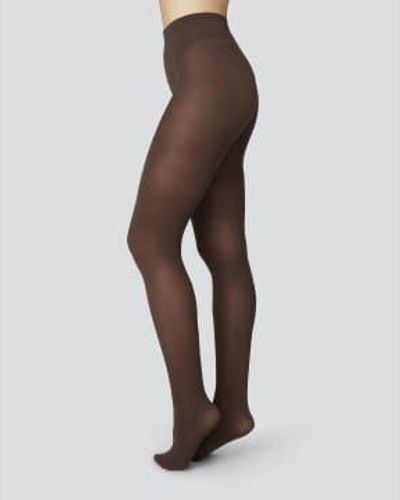 Swedish Stockings Olivia Premium Tights Dark Brown - Marrone