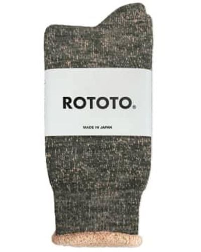 RoToTo Double Face Merino Socks Green / Brown Medium - Grey