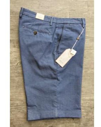 Briglia 1949 Blue check cotton slim fit shorts bg108 - Azul