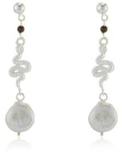 WINDOW DRESSING THE SOUL Wdts Snake With Pearl Drop Earrings - Bianco
