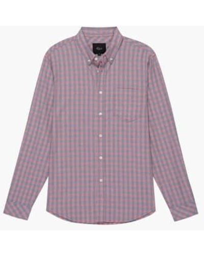 Rails Reid Gingham Check Cotton Shirt Melon Denim Melange M - Purple