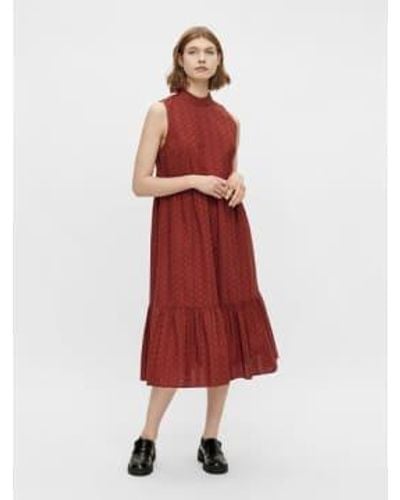 Pieces Lupin Midi Dress Burnt Henna - Rosso