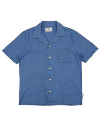 Folk Ss Soft Collar Shirt Light Waffle - Blu