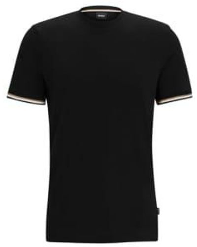 BOSS Thompson 04 camiseta jersey algodón negro con talle l manguito rayas 50501097 001