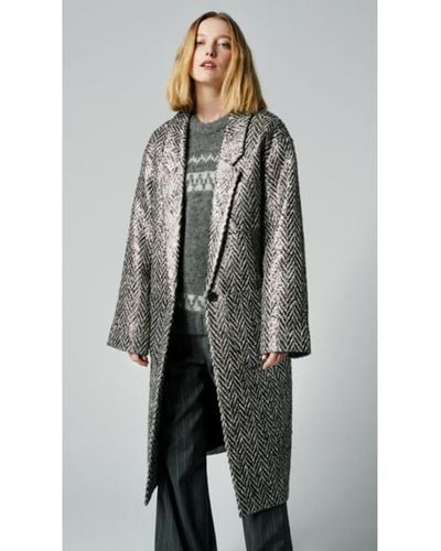 Smythe Duster Coat In Pewter Herringbone in Grey Lyst UK