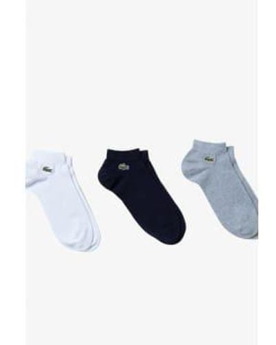 Lacoste Pack 3 paires chaussettes d'entraînement sportives basses - Bleu