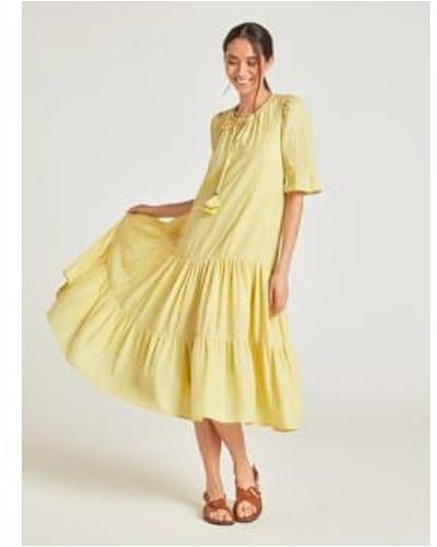 Thought Nola Hemp Yan Dye Check Trapeze Dress 8 - Yellow