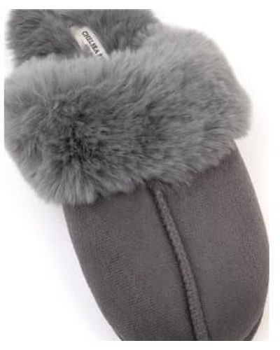 Chelsea Peers Unisex Suedette Cuffed Dome Slippers Large - Grey