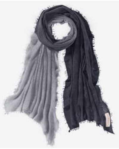 PUR SCHOEN Ombre Anthracite Hand Felted Cashmere Soft Scarf - Blu