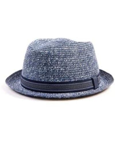 Faustmann Cinta el sombrero pequeña jeans paja Pork Pie - Azul