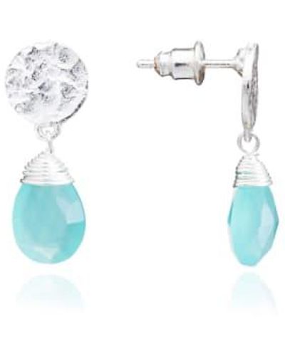 Azuni London Azuni athena drop gemstone pendientes plata - Azul