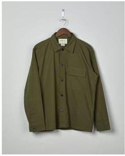 Uskees Mens Organic Lightweight Buttoned Overshirt - Verde