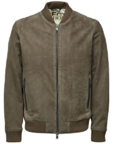 SELECTED Iconic Bomber Sue Jacket Morel - Gris