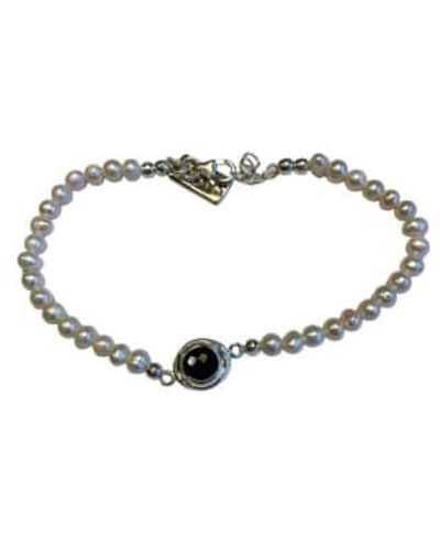 CollardManson Pearls And Onyx Stone Bracelet One Size - Metallic