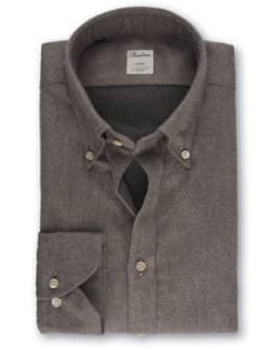 Stenströms Casual Luxury Flannel Shirt In Slimline Fit 7122618435270 - Marrone