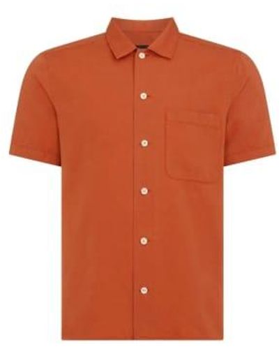 Remus Uomo Camisa paolo de mezcla de lino - Naranja