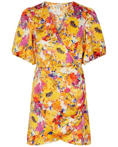 Y.A.S Yasmin Floral Crossover Dress - Yellow