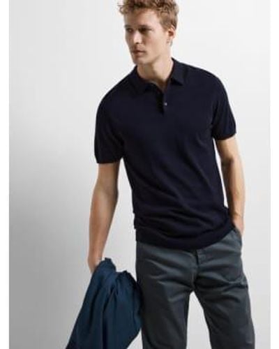 SELECTED Berg Ss Knit Polo In - Blu