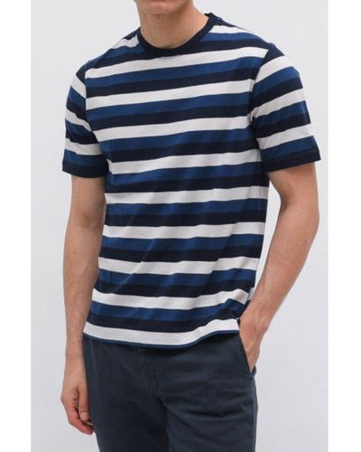 Circolo 1901 Striped Soft Jersey Cotton T Shirt - Blue