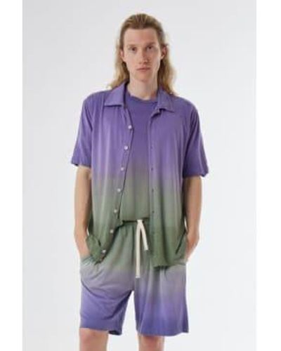 Daniele Fiesoli Button-up Linen Faded Design Shirt /purple Large