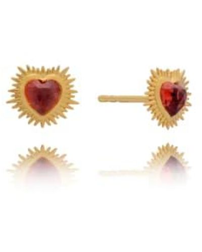 Rachel Jackson Electric Love Garnet Heart Stud Earrings / - Pink