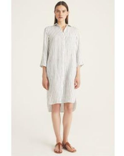 ROSSO35 Stripe Shirt Dress 8 - White