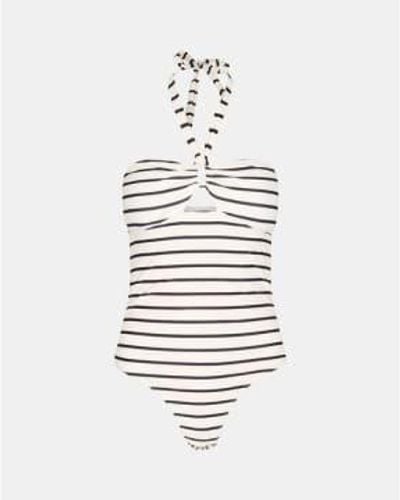 Sofie Schnoor Swimsuit And White Stripes - Bianco