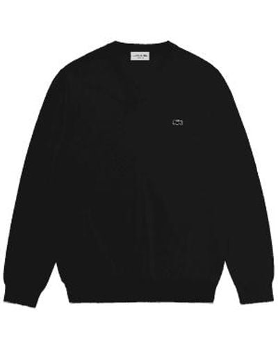 Lacoste Tricot pullover mit v-ausschnitt schwarz