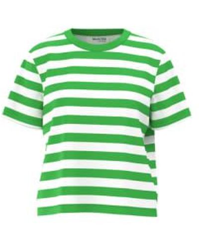 SELECTED Camiseta cuadra a rayas esencial - Verde