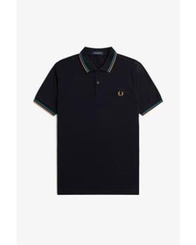 Fred Perry Navy And Cyber M3600 Polo Shirt Small - Black