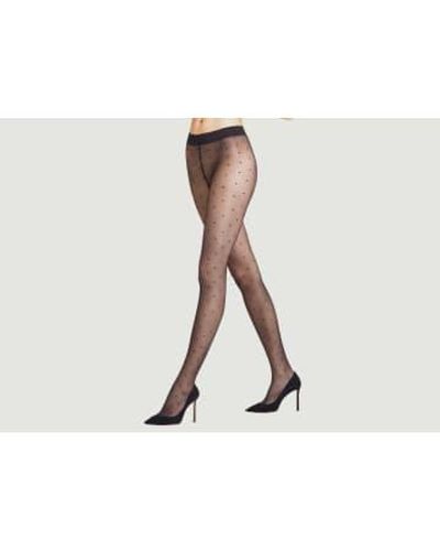 FALKE Medias negras transparentes plumetis 15 nier - Blanco