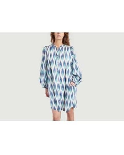 Hartford Loose-fitting Dress With Ikat Ready Print - Blue