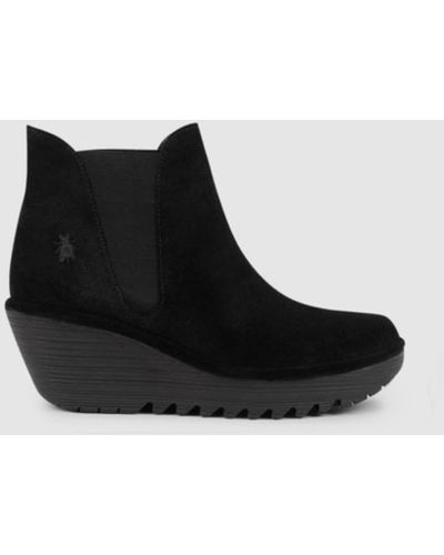 Fly London Woss Black Suede Ankle Boots