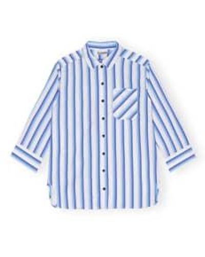 Ganni Camisa algodón a rayas - Azul