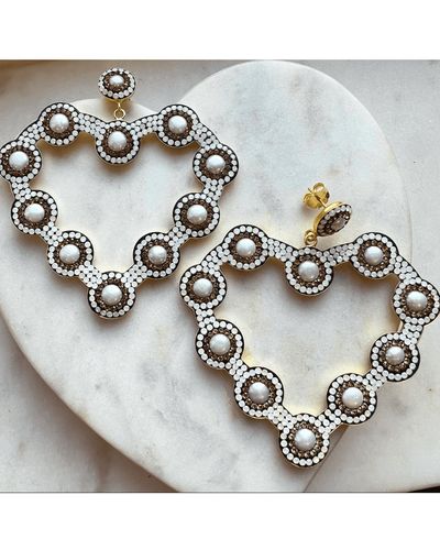 SORU Baroque Pearl Love Heart Earrings - Metallizzato