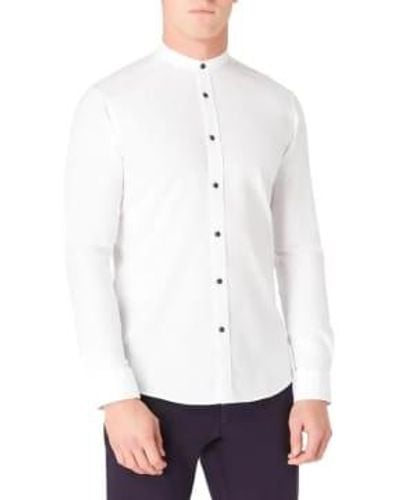 Remus Uomo Cole Grandad Collar Shirt - Bianco