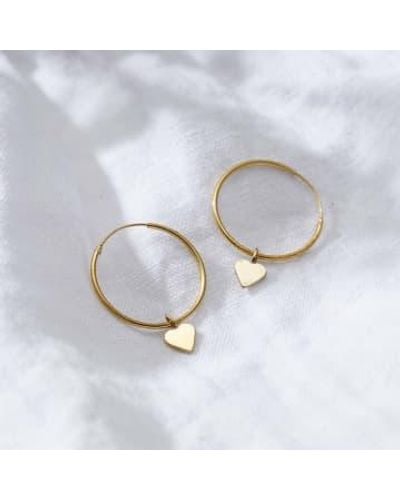 Posh Totty Designs 18ct Gold Plate Large Hoop Heart Charm Earrings Gold Plated - White