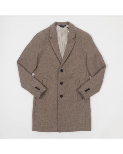 Jack & Jones Jack And Jones Emoulder Wool Blend Overcoat Coat In Grey - Marrone